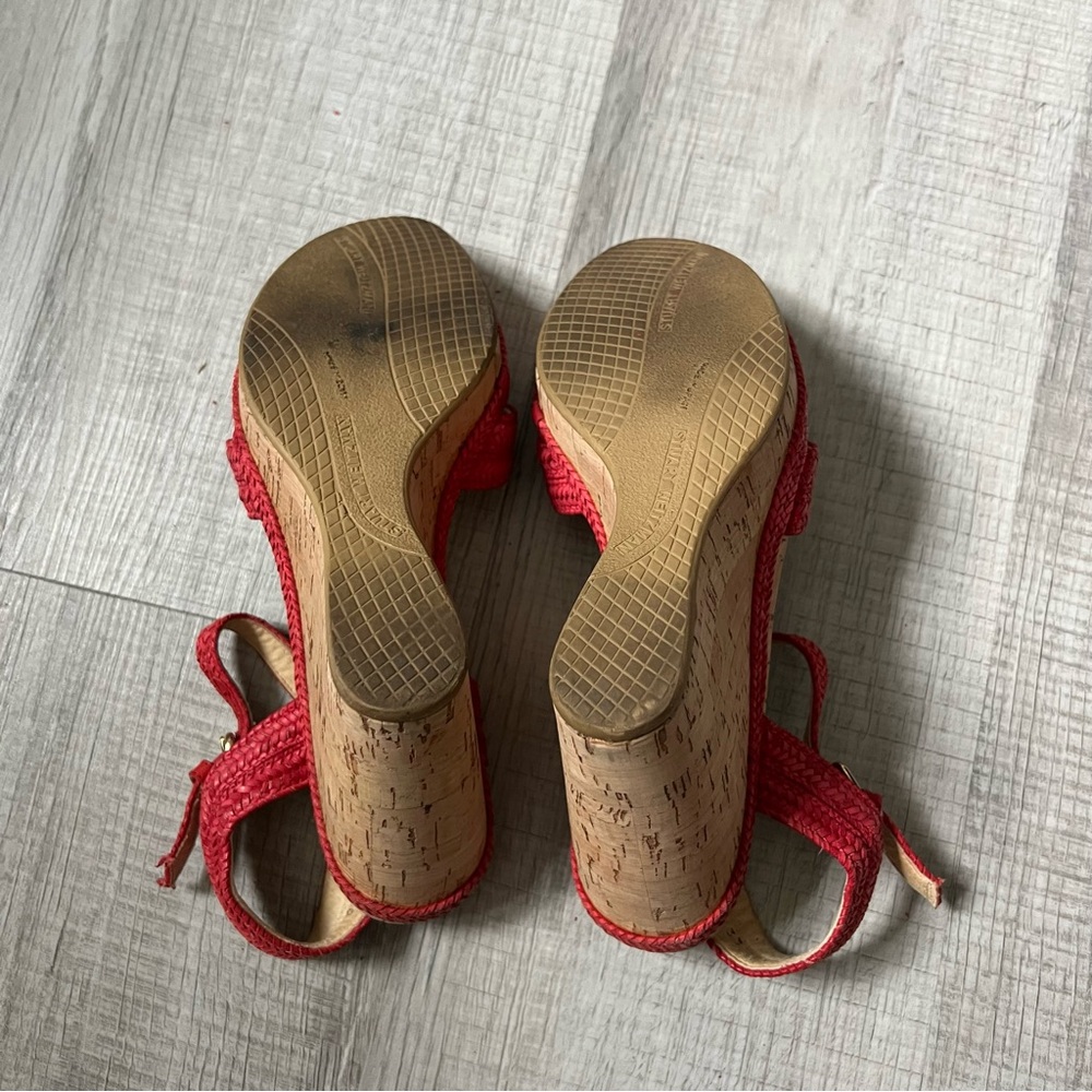 STUART WEITZMAN Minx Espadrille Cork Raffia Red Wedge Sandals 6.5 - Picture 15 of 15